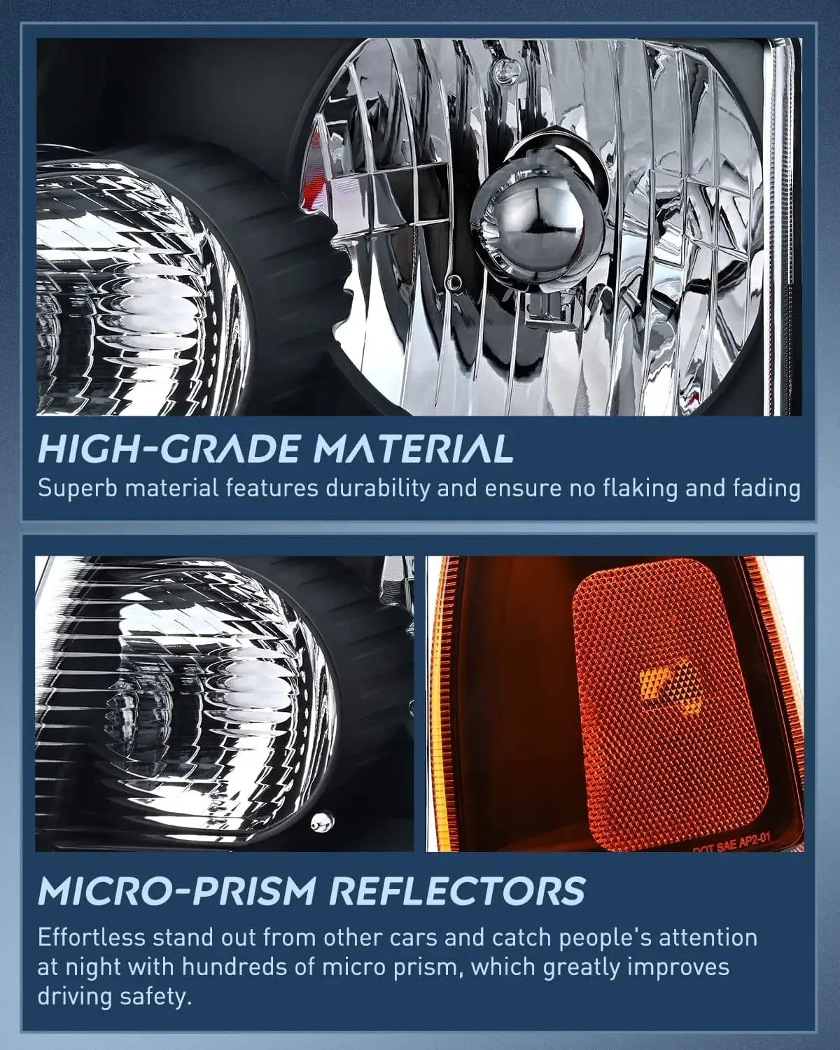 2001-2011 Ford Ranger Headlight Assembly Black Case Amber Reflector