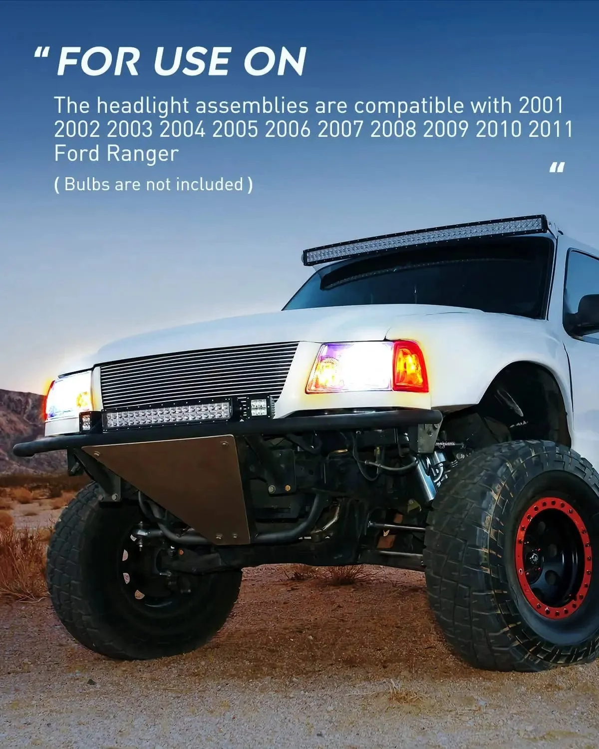 2001-2011 Ford Ranger Headlight Assembly Chrome Case Amber Reflector