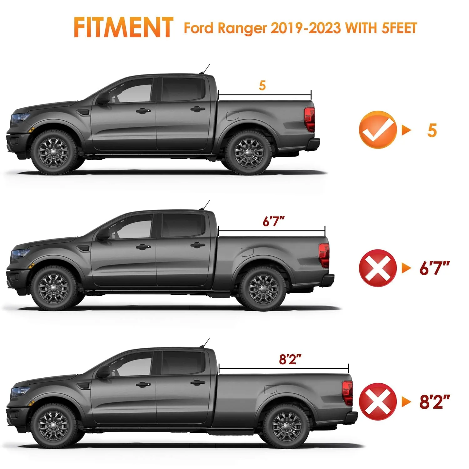 5ft Soft Roll Up Truck Bed Cover for 2019-2023 Ford Ranger