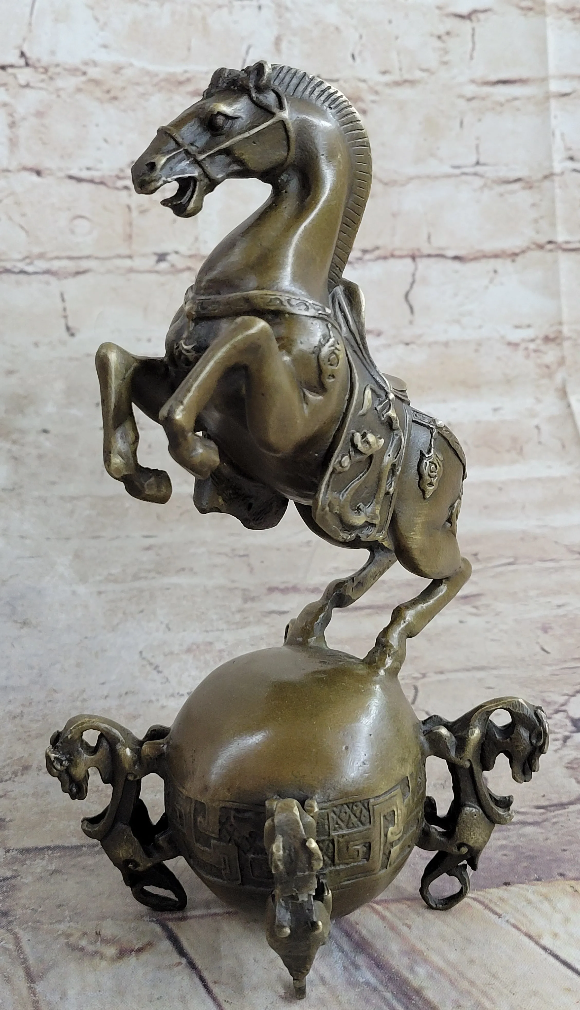 Chinese Tang Horse Lost Wax Bronze Metal Sculpture Handmade Art by Milo