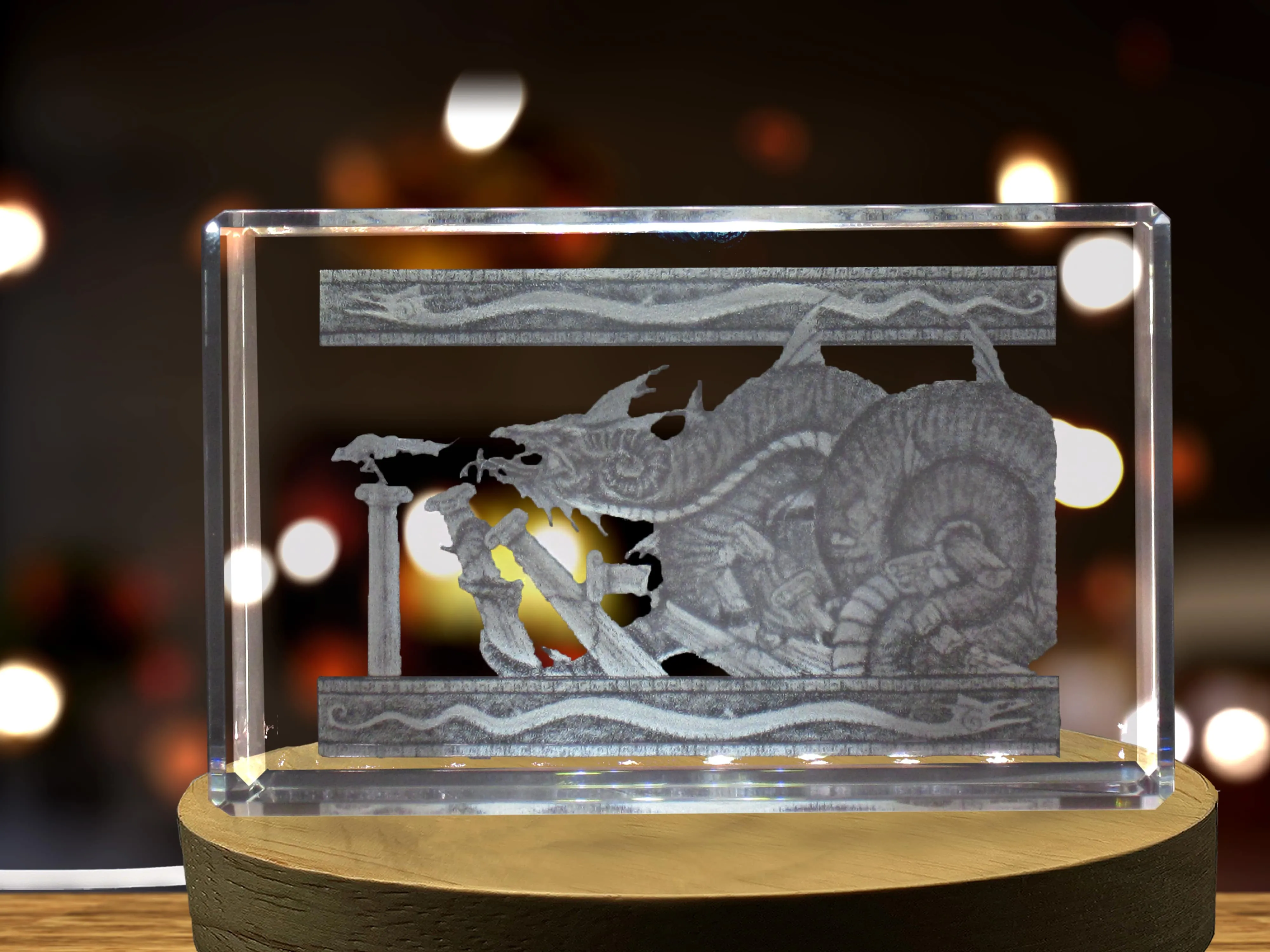 Colchian Dragon 3D Engraved Crystal | 3D Engraved Crystal Keepsake