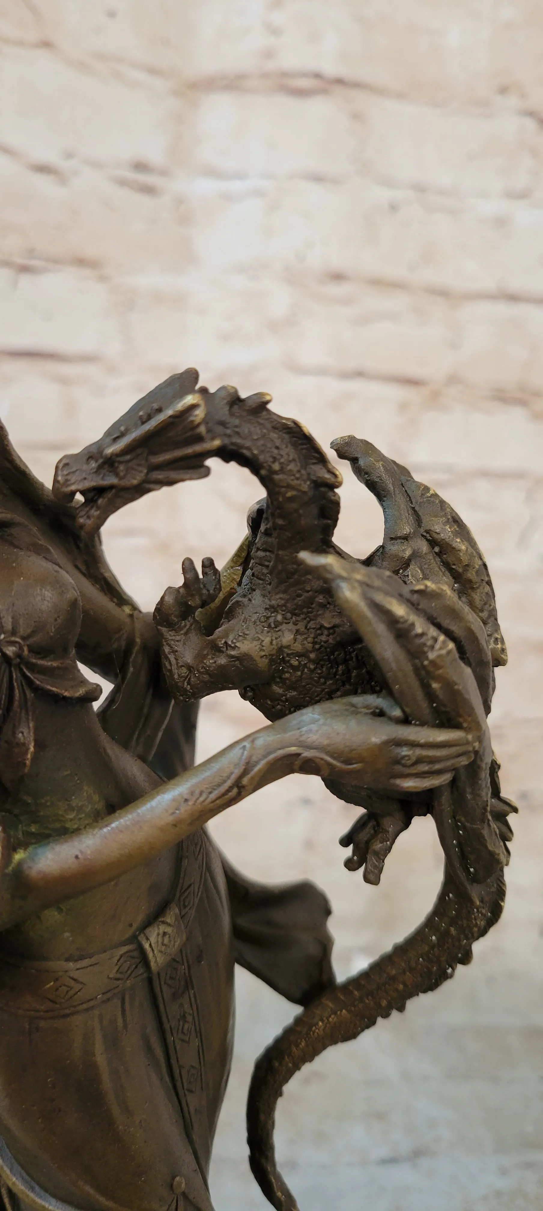 Khaleesi Daenerys Game of Thrones Girl w/ Dragon Bronze Statue Sculpture Figure 14" x 6"