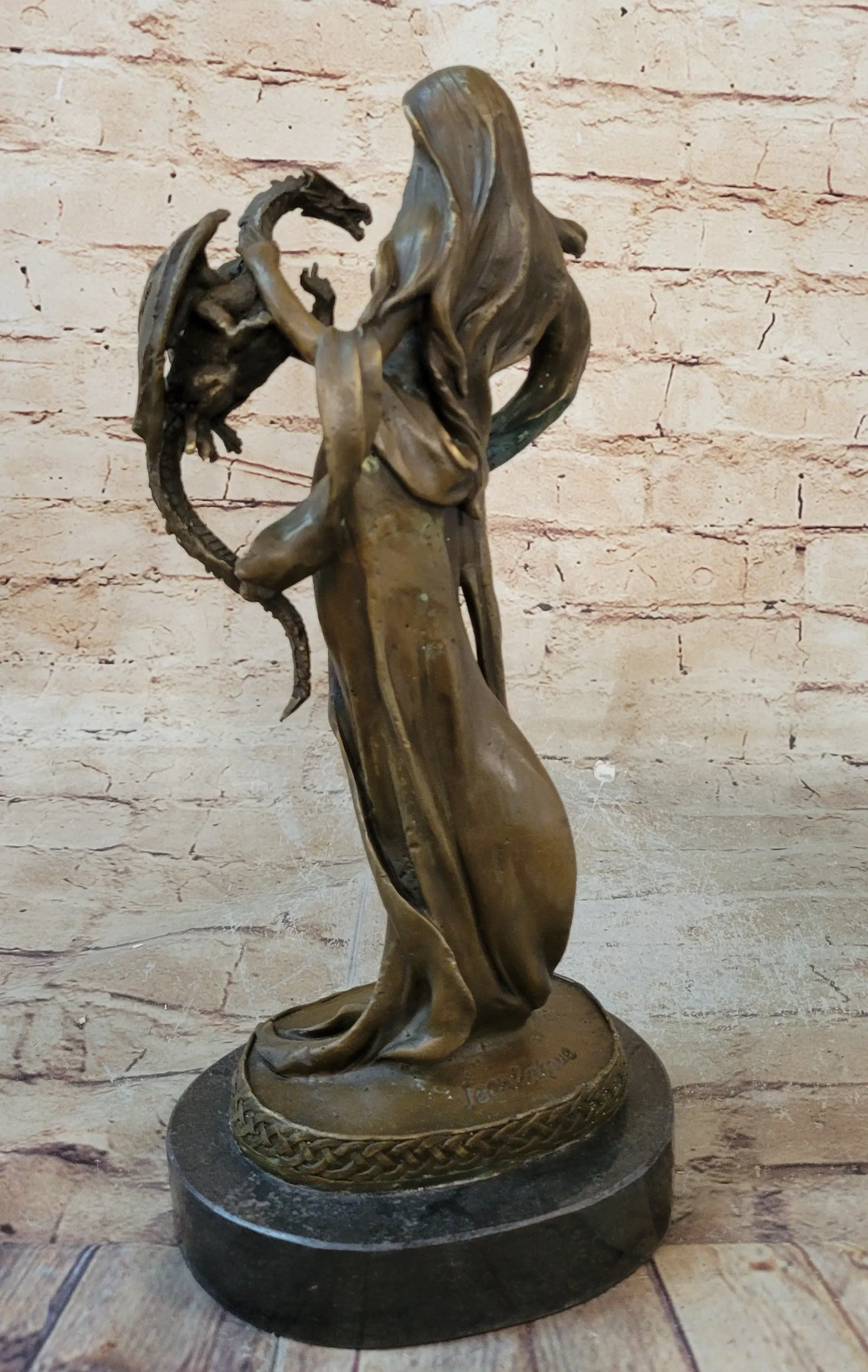 Khaleesi Daenerys Game of Thrones Girl w/ Dragon Bronze Statue Sculpture Figure 14" x 6"