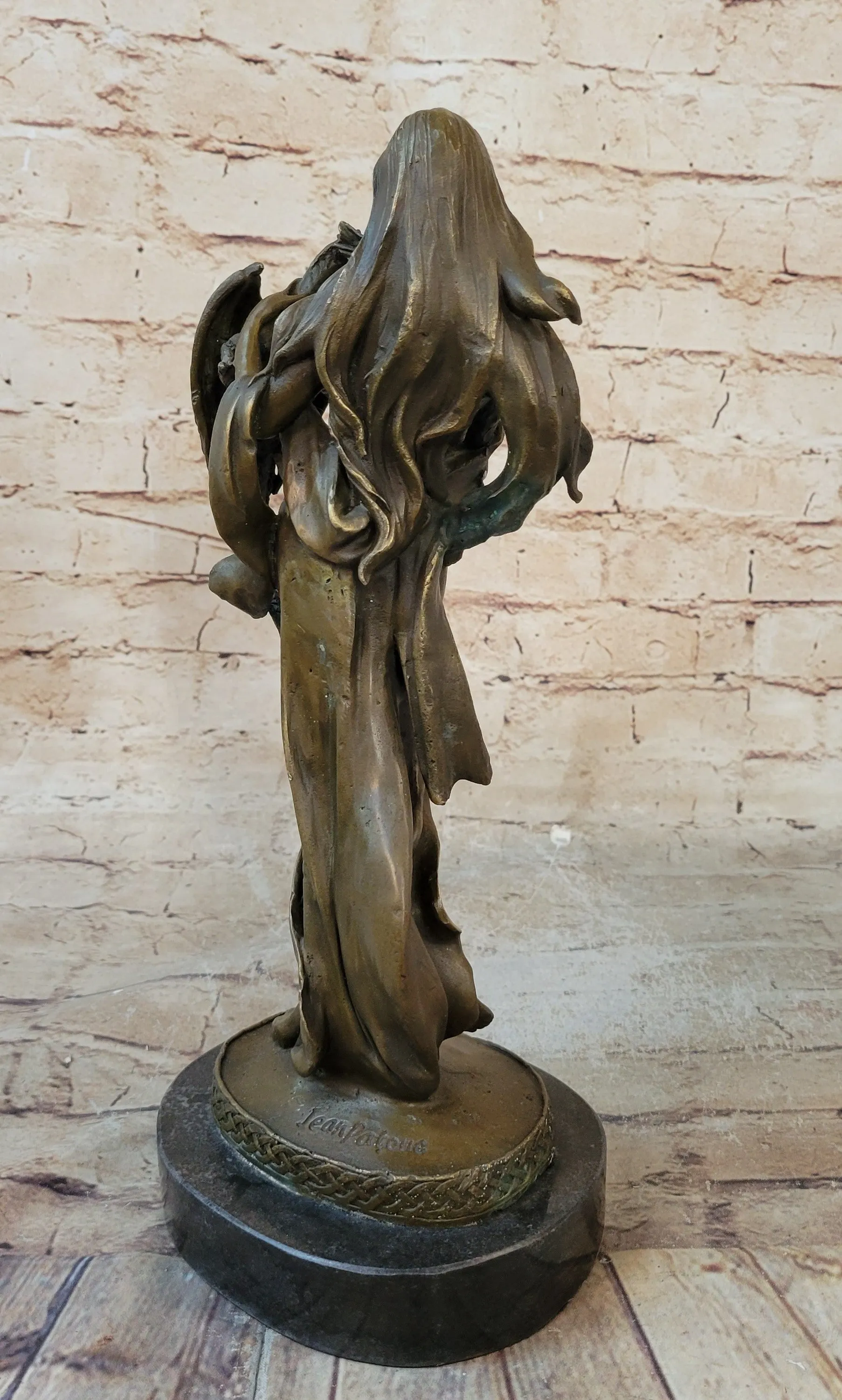 Khaleesi Daenerys Game of Thrones Girl w/ Dragon Bronze Statue Sculpture Figure 14" x 6"