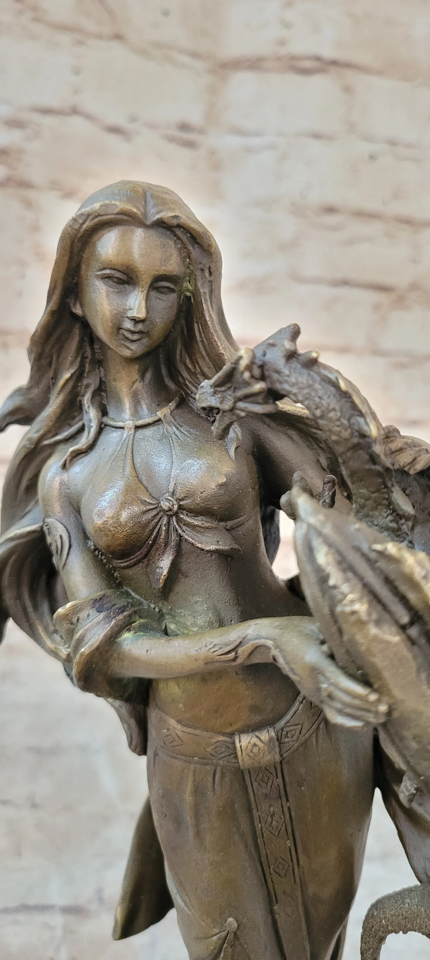 Khaleesi Daenerys Game of Thrones Girl w/ Dragon Bronze Statue Sculpture Figure 14" x 6"