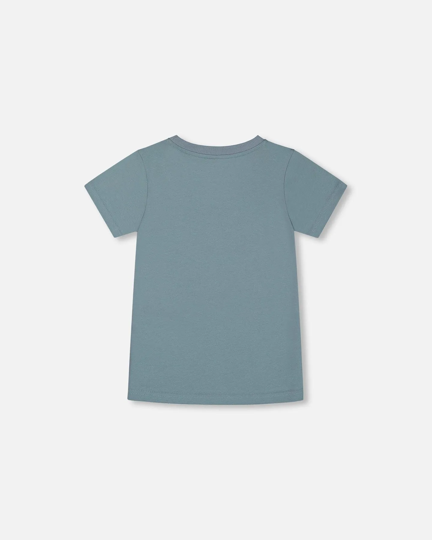 Organic Cotton Graphic Tee Grayish Teal And Robot
