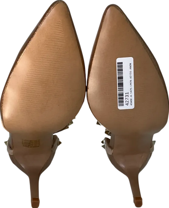 Rebellious Nude Rose Gold Studded T-bar Court Heels UK 6 EU 39 👠