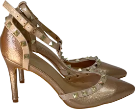Rebellious Nude Rose Gold Studded T-bar Court Heels UK 6 EU 39 👠