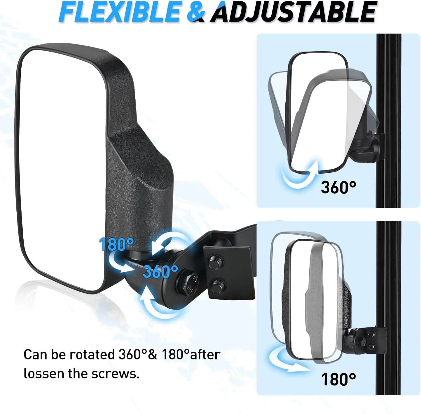 UTV Side Mirrors Fit For Profiled Tubes