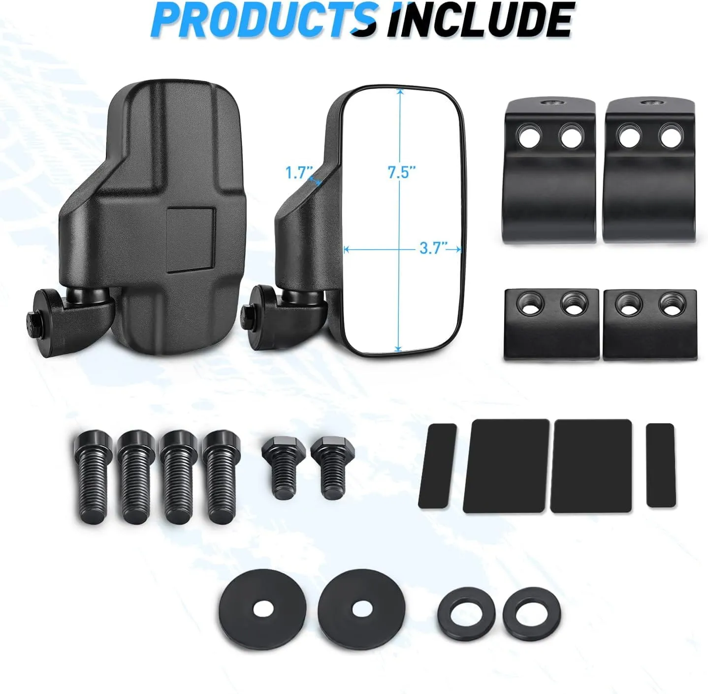 UTV Side Mirrors Fit For Profiled Tubes