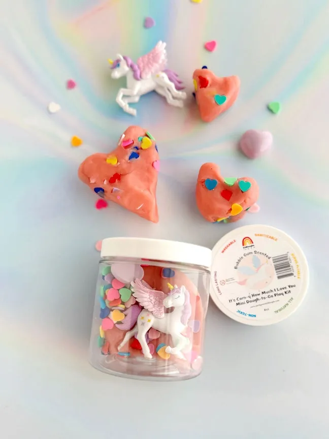 Valentine "It's Corny" Unicorn Mini Dough To Go by Earth Grown Kid Doughs